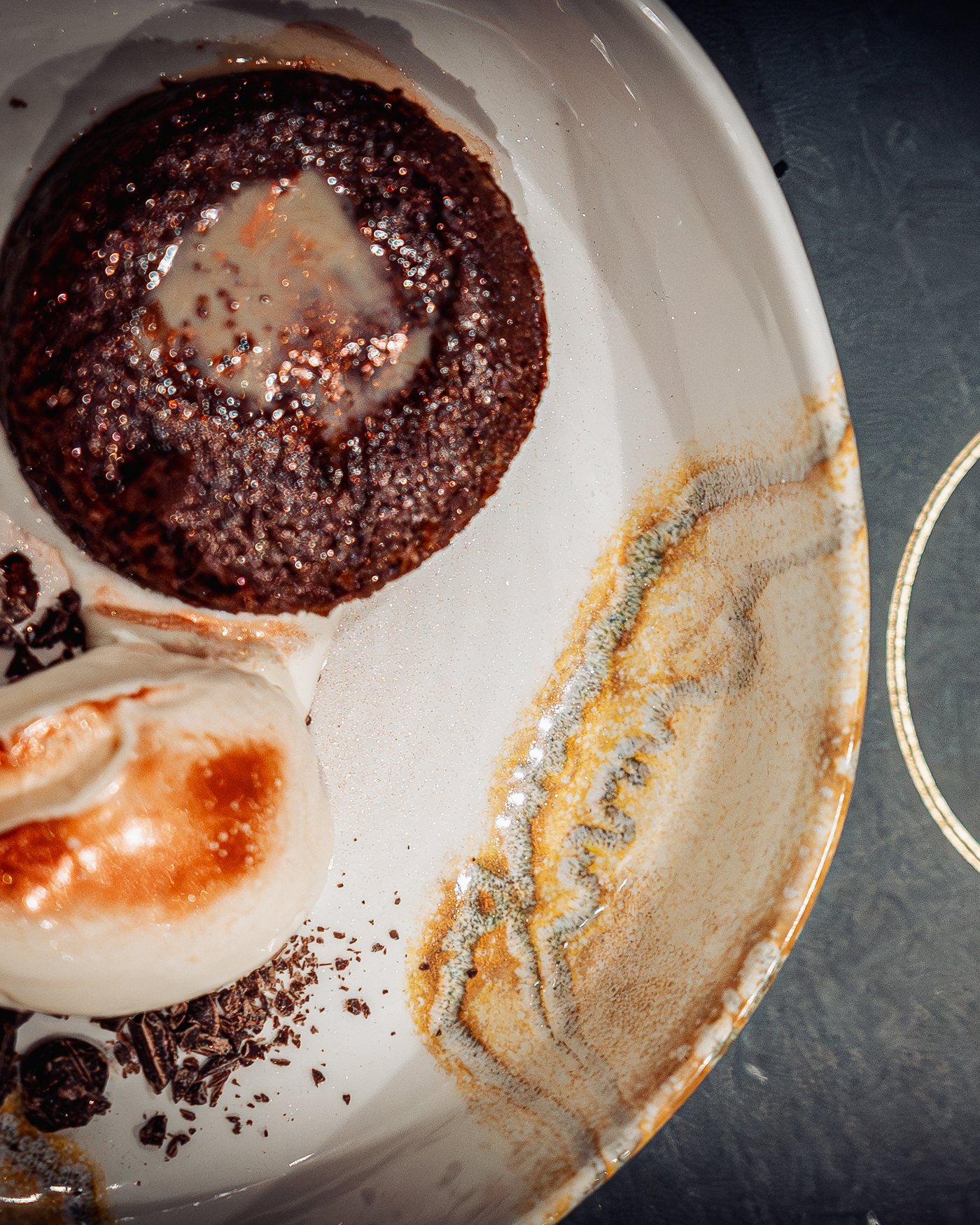 Two desserts from a past tasting menu on a white plate