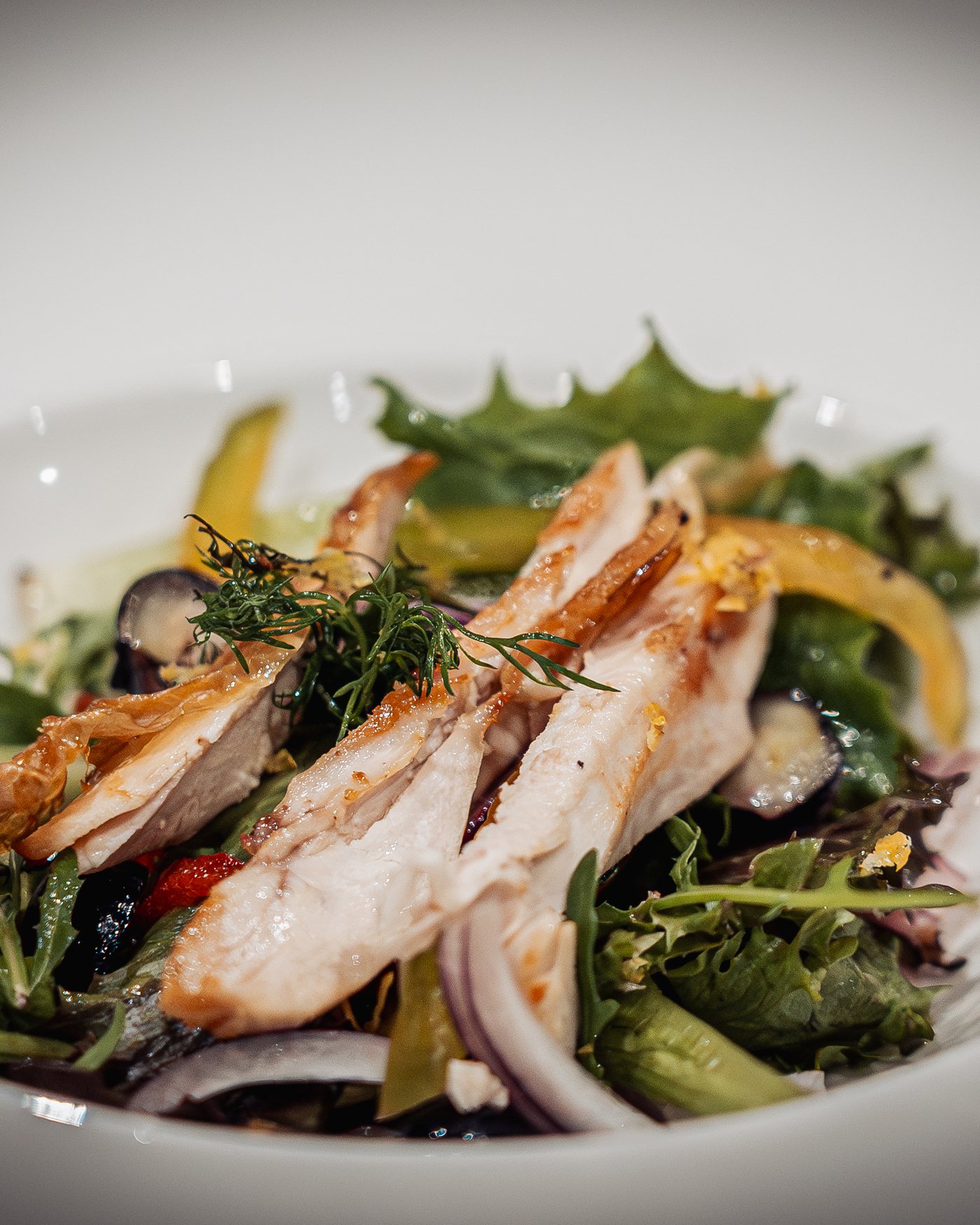Poussin on a spring herb salad, from a past tasting menu